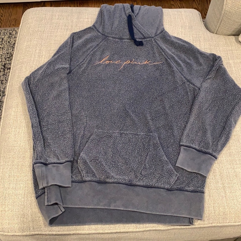 PINK Blue Fleece Hoodie size XS